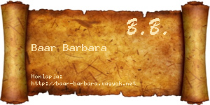 Baar Barbara névjegykártya